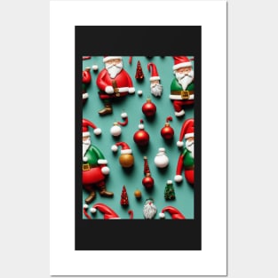 Christmas Seamless Pattern, Santa, Gnomes and Christmas Decrations #2 Posters and Art